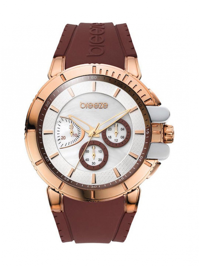 Breeze 3D Shadow Chronograph Rose Gold Stainless Steel Rubber Strap