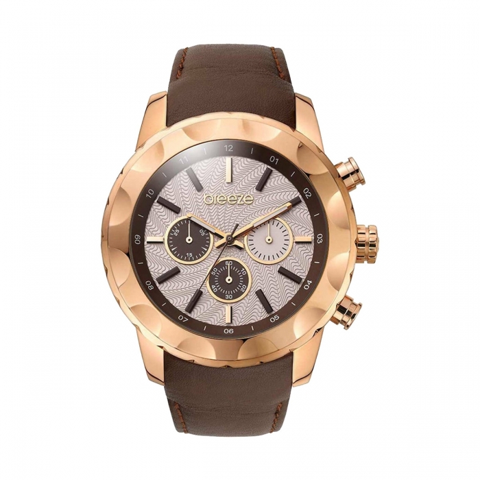 Breeze Midtown Cocktail Brown Leather Strap Chrono