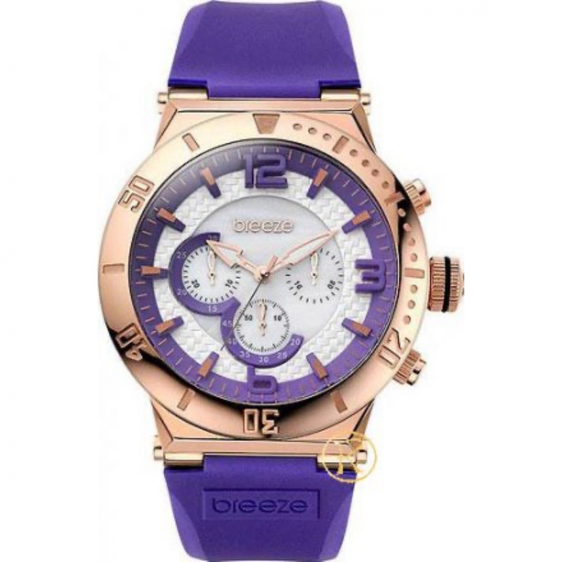Breeze Rose Gold Purple Rubber Strap Chronograph 110111.9