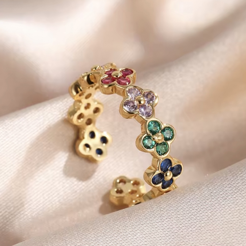 Δαχτυλίδι ανοιγόμενο με πολύχρωμα ζιρκόν