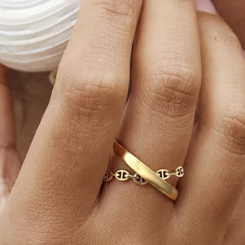 Δαχτυλίδι ατσάλι επιχρυσωμένο minimal