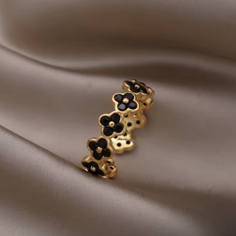 Δαχτυλίδι επιχρυσωμένο με μαύρα ζιρκόν