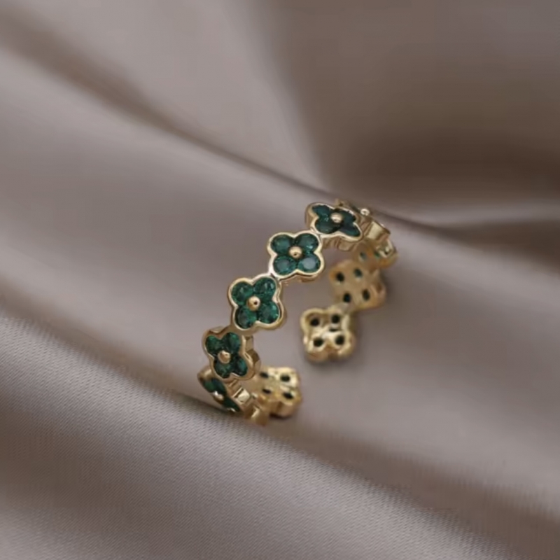 Δαχτυλίδι επιχρυσωμένο με πράσινα ζιρκόν