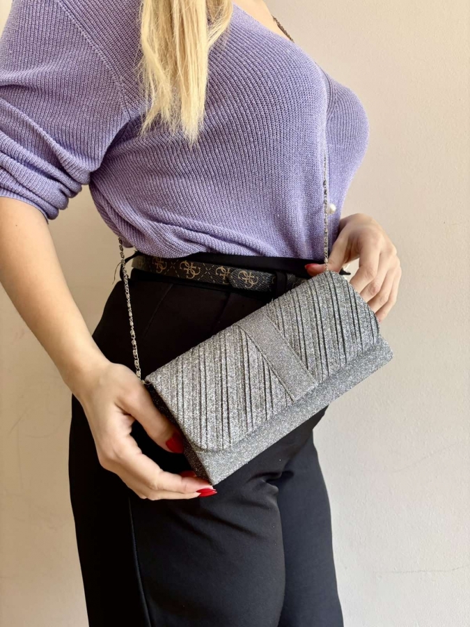 Εντυπωσιακή τσάντα ασημί με gliter