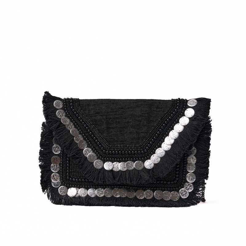 Φάκελος μαύρος με κεντητ΄ές πούλιες