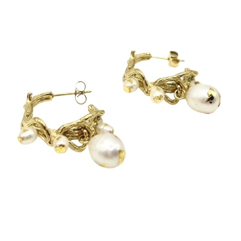 Κρίκοι ατσάλι επιχρυσωμένοι με πέρλες