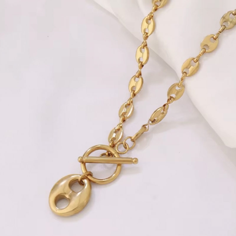 Κολιέ ατσάλι επιχρυσωμένο