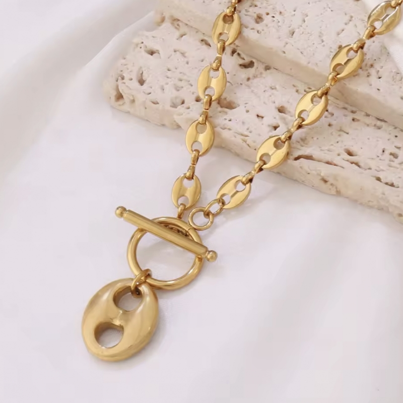 Κολιέ ατσάλι επιχρυσωμένο