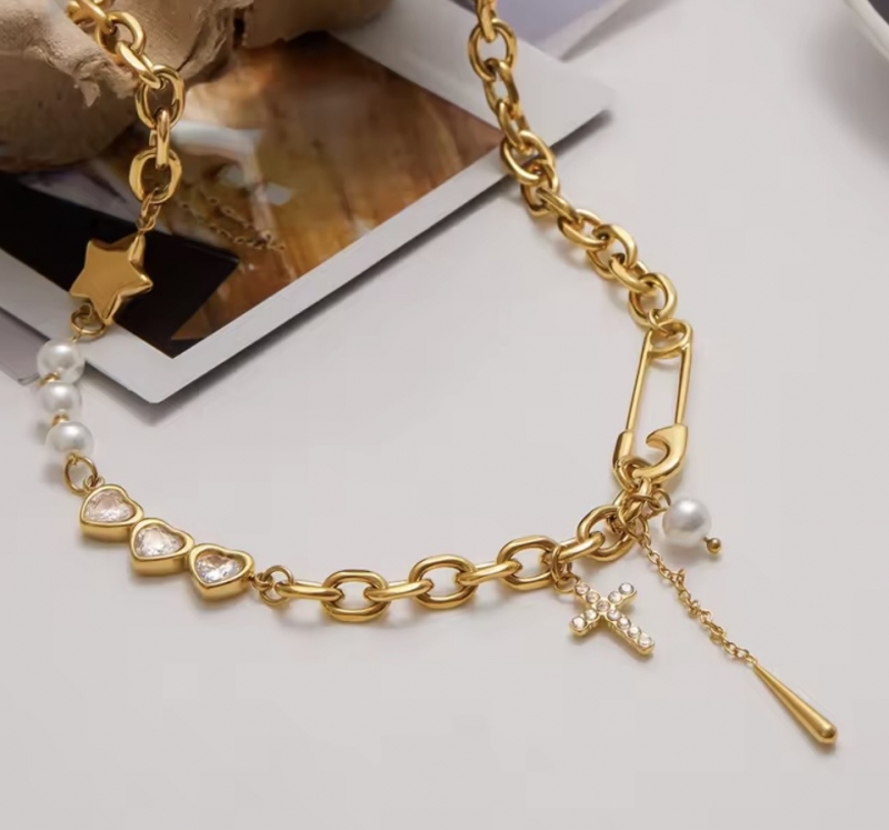 Κολιέ ατσάλι επιχρυσωμένο