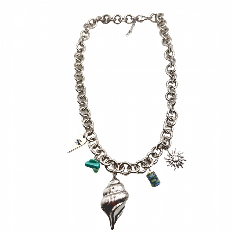 Κολιέ ατσάλι με charms