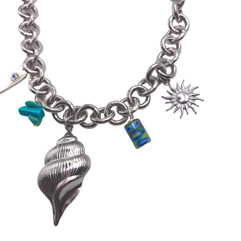 Κολιέ ατσάλι με charms