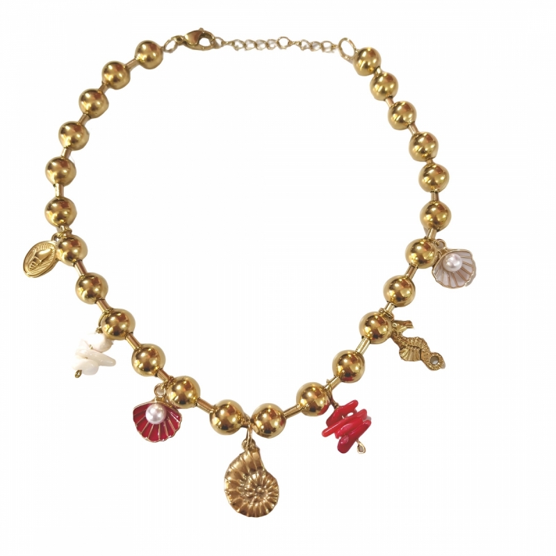 Κολιέ ατσάλι με charms