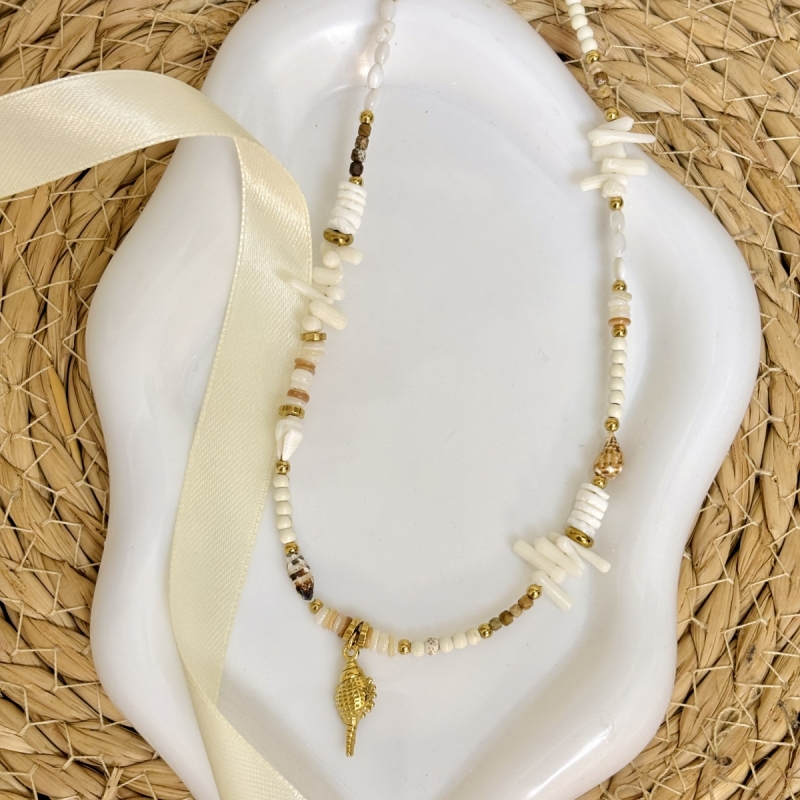 Κολιέ ατσάλι με πέτρες