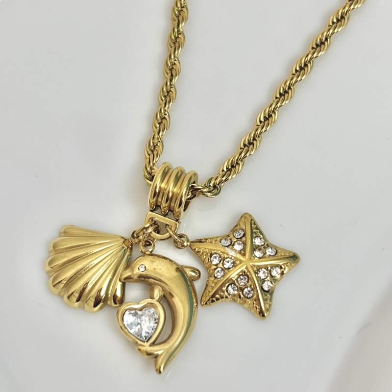 Κολιέ ατσάλι με summer charms