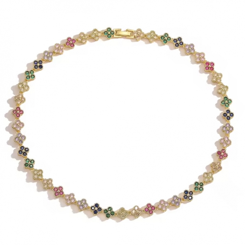 Κολιέ πολύχρωμο επιχρυσωμένο