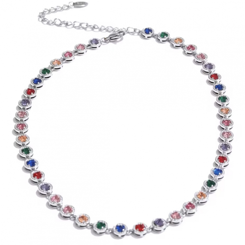 Κολιέ Ριβιέρα πολύχρωμη ατσάλι