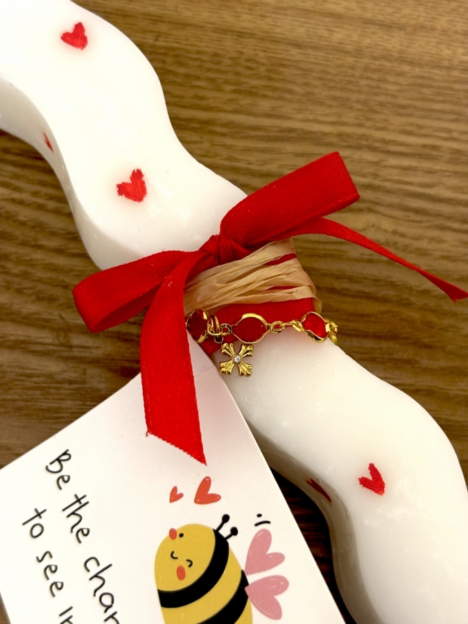 Λαμπάδα χειροποίητη με στολισμό βραχιόλι ατσάλι