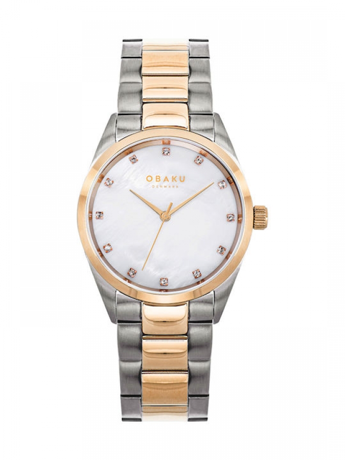 Obaku Chili Cherrywood Ρολόι με Μεταλλικό Μπρασελέ ροζ χρυσό