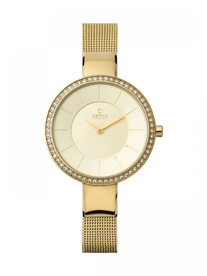 Obaku Γυναικείο Ρολόι με Χρυσό Μεταλλικό Μπρασελέ