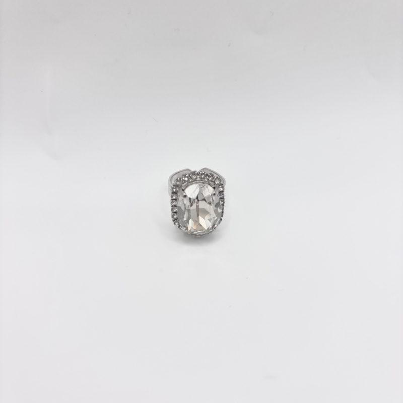 Οβάλ ατσάλι δαχτυλίδι με swarovski