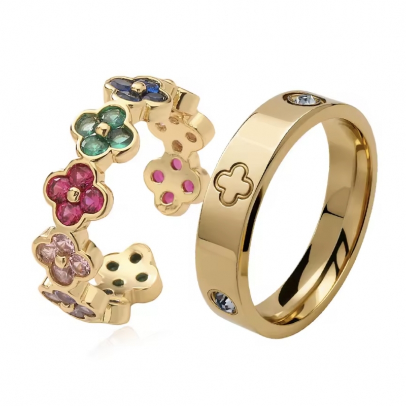 Σετ 2 δαχτυλίδια επιχρυσωμένα