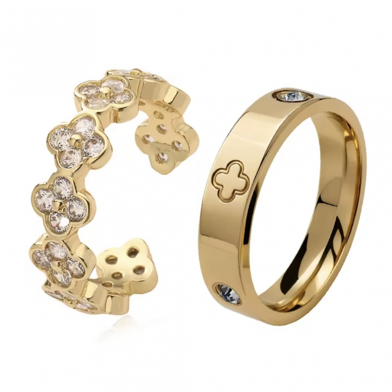 Σετ 2 δαχτυλιδιών επιχρυσωμένα