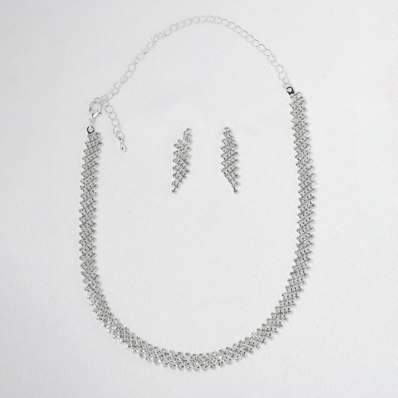 Σετ κολιέ με σκουλαρίκια από ορείχαλκο πλατινωμένο