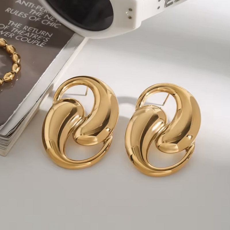 Σκουλαρίκια ατσάλι επιχρυσωμένα