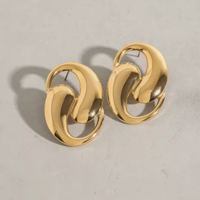 Σκουλαρίκια ατσάλι επιχρυσωμένα