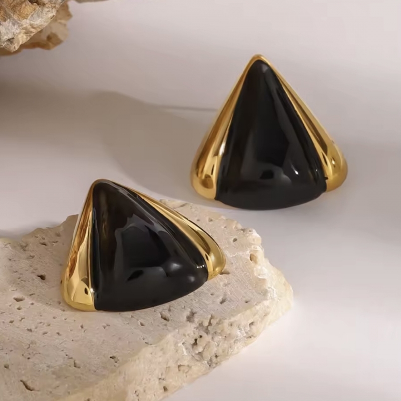 Σκουλαρίκια ατσάλι με μαύρο όνυχα