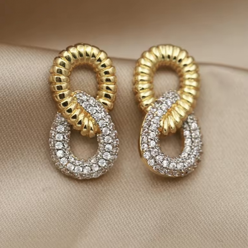 Σκουλαρίκια δίχρωμα επιχρυσωμένα