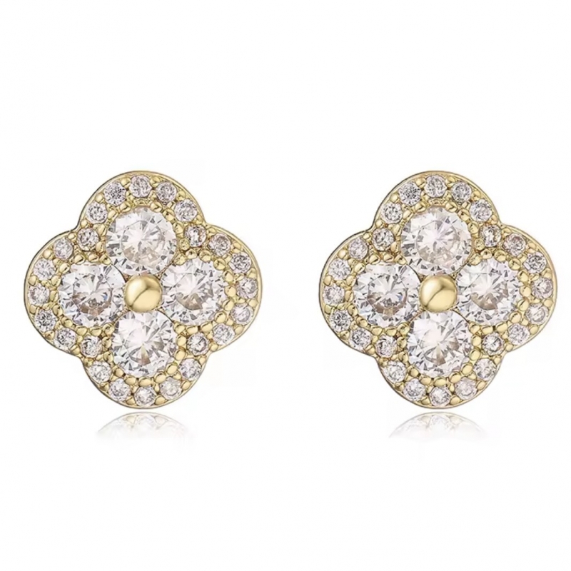 Σκουλαρίκια επιχρυσωμένα με λευκά ζιρκόν