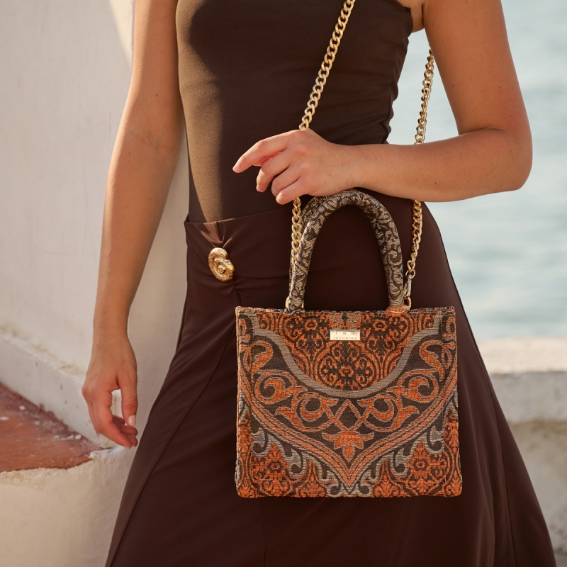 Τσάντα κεραμμύδι με σχέδια