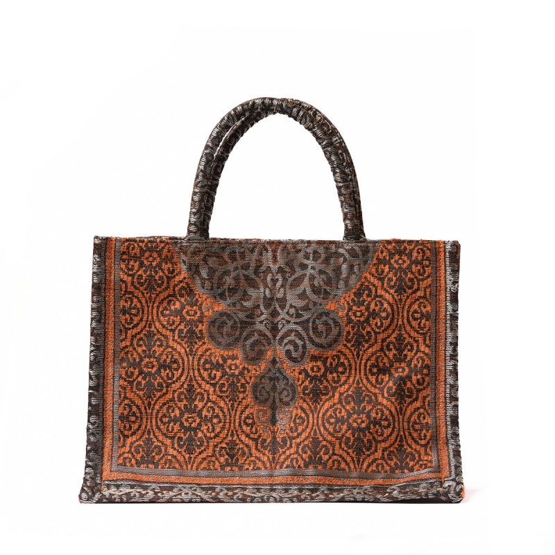 Τσάντα χειρός ''ΤΟΤΕ'' κεραμμυδί με μαύρα σχέδια