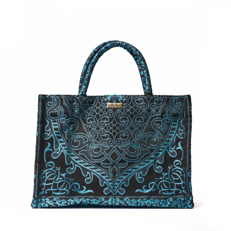 Τσάντα χειρός  ''ΤΟΤΕ'' μπλε με μαύρα σχέδια