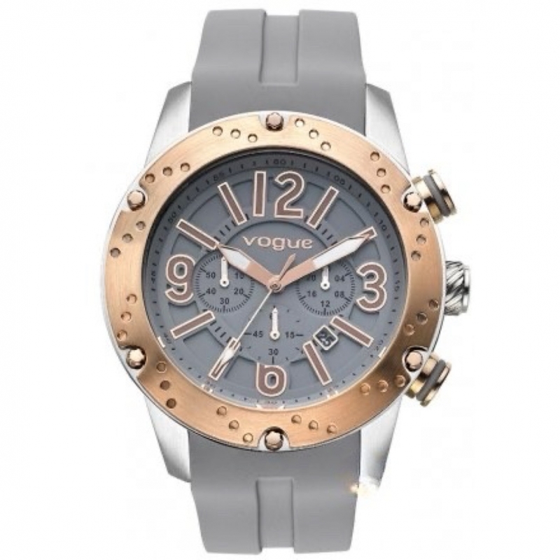 VOGUE Spirit Rose Gold Grey Rubber Strap 17101.4