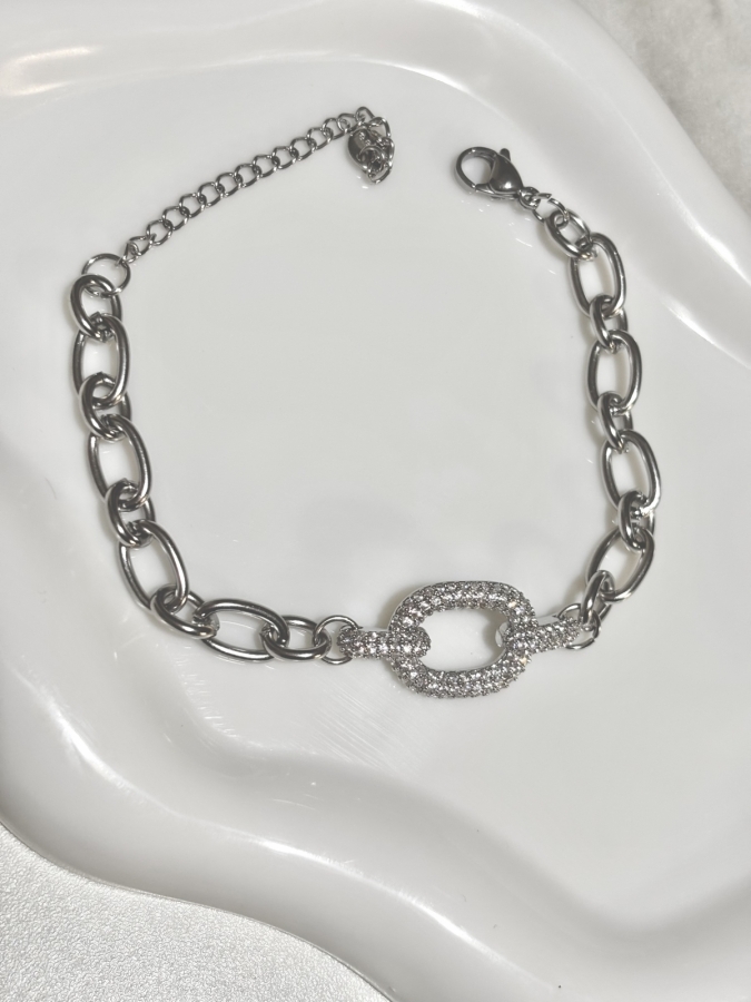 Βραχιόλι ατσάλι με ζιρκόν