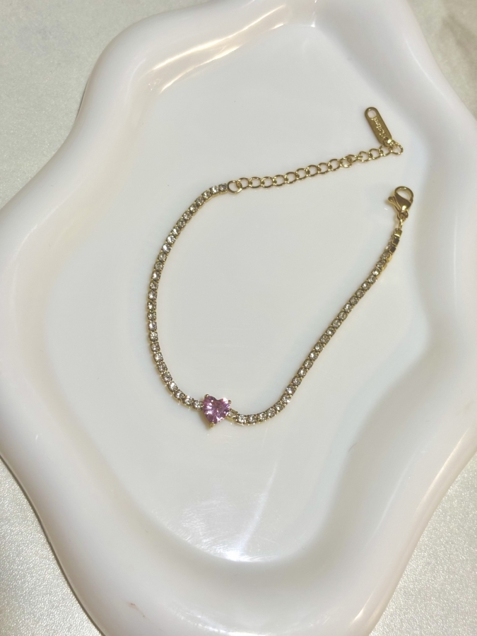 Βραχιόλι ατσαλι ριβιέρα με καρδιά