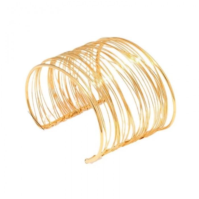 Βραχιόλι χειροπέδα χρυσή ατσάλι με πολλές σειρές