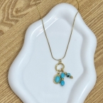 Κολιέ ατσάλι με τυρκουάζ charms
