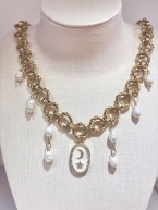 Κολιέ “Kerkyra” με ατσάλινη αλυσίδα και πέρλες