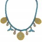 Κολιέ “Paxoi” με ατσάλινα στοιχεία και γαλαζοπράσινες χάντρες