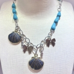 Κολιέ “Spetses” με τυρκουάζ πέτρες και ατσάλινα στοιχεία