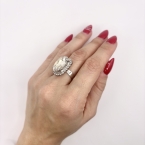 Οβάλ ατσάλι δαχτυλίδι με swarovski