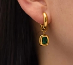 Σκουλαρίκια ατσάλι επιχρυσωμένο με πέτρα