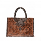Τσάντα χειρός ''ΤΟΤΕ'' κεραμμυδί με μαύρα σχέδια