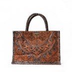 Τσάντα χειρός ''ΤΟΤΕ'' κεραμμυδί με μαύρα σχέδια
