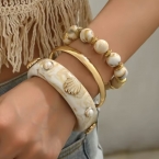 Βραχιόλια σετ 3 τμχ κοκάλινα και ατσάλινα