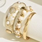 Βραχιόλια σετ 3 τμχ κοκάλινα και ατσάλινα